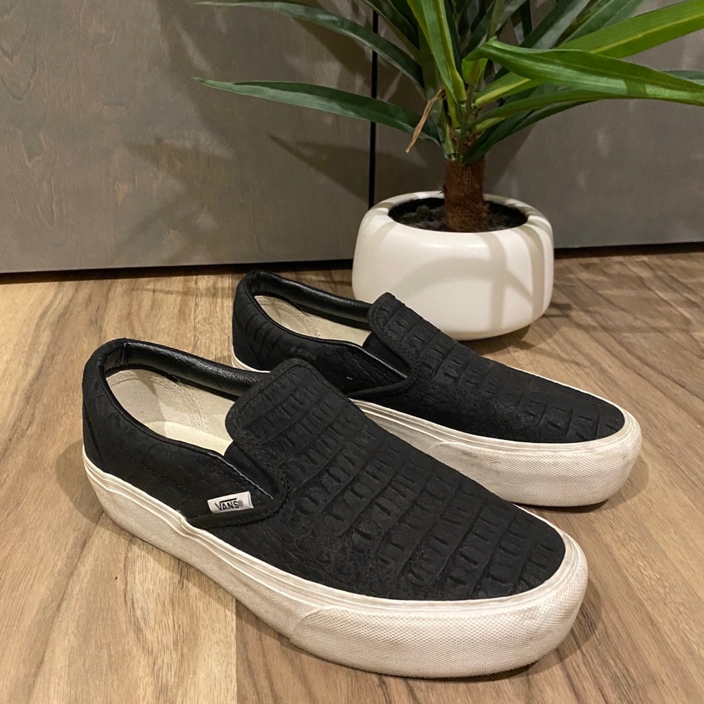 Platform Snakeskin Slip On Vans